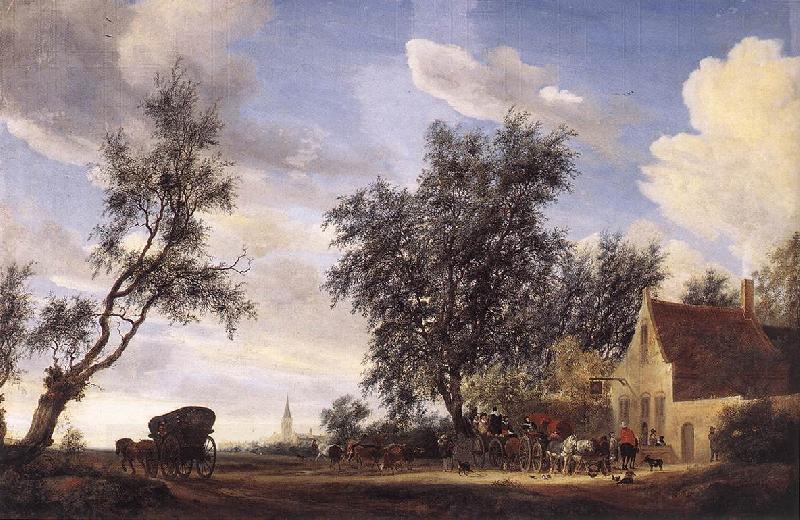 RUYSDAEL, Salomon van Halt at an Inn af oil painting picture